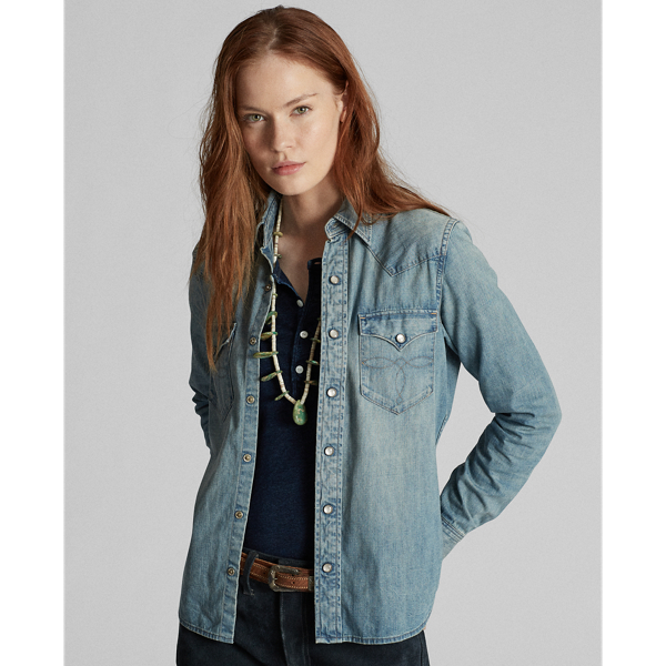 RRL Indigo denim western overhemd 1