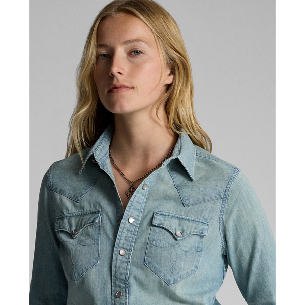 RRL Indigo denim western overhemd 6