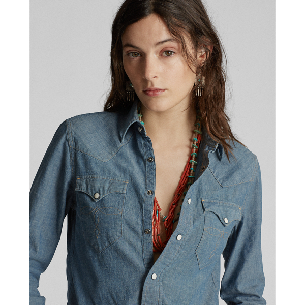 RRL Indigo western overhemd van chambray 1