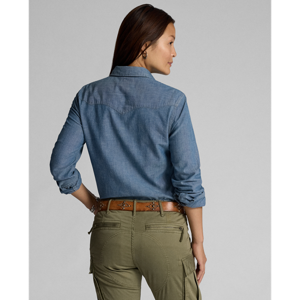 RRL Indigo western overhemd van chambray 5