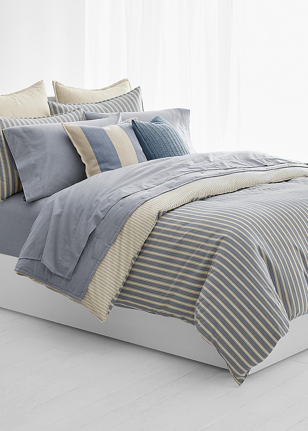 Pixel Squares Bedding Set Duvet Cover & Pillowcases Modern Check Blue Grey 