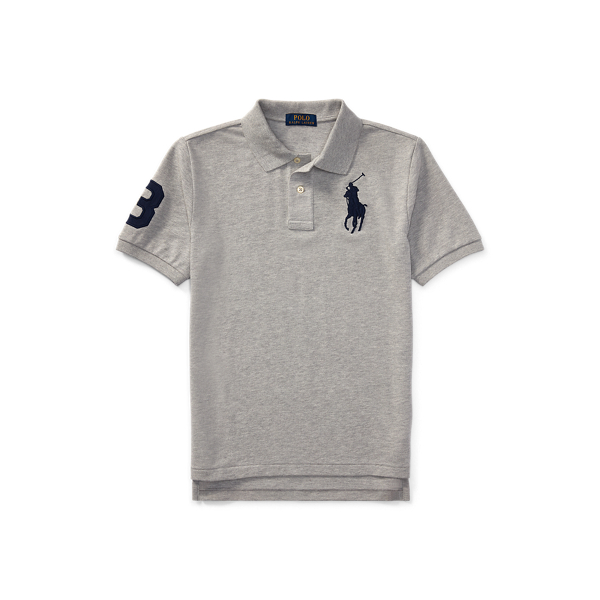 Polo Ralph Lauren Kids' Big Pony Cotton Mesh Polo Shirt In Andover Heather