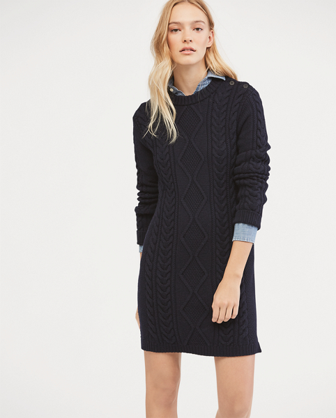Aran-Knit Wool Sweater Dress