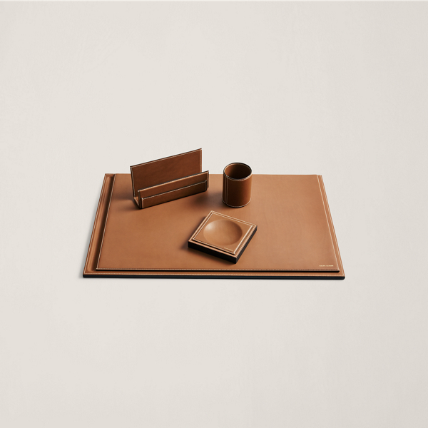 Ralph Lauren Home Leer en teakhouten bureauschaal Brennan 2