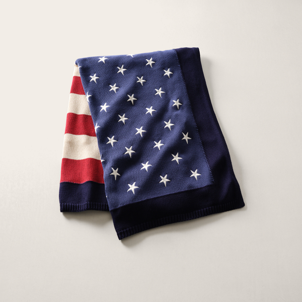 Manta decorativa em algodão com bandeira bordada RL