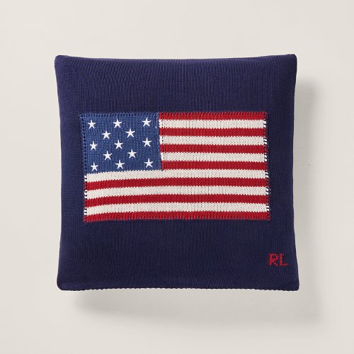 RL Flag Cotton Throw Pillow