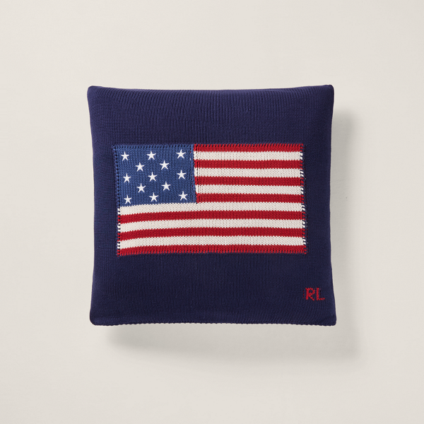 Coussin en coton avec drapeau RL