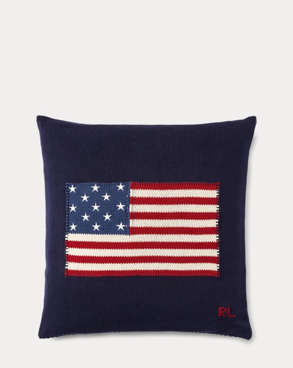RL Flag Cotton Throw Pillow