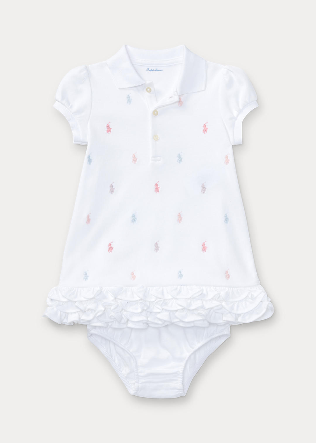 Baby Girl Polo-jurk met ruches en bloomer. 1