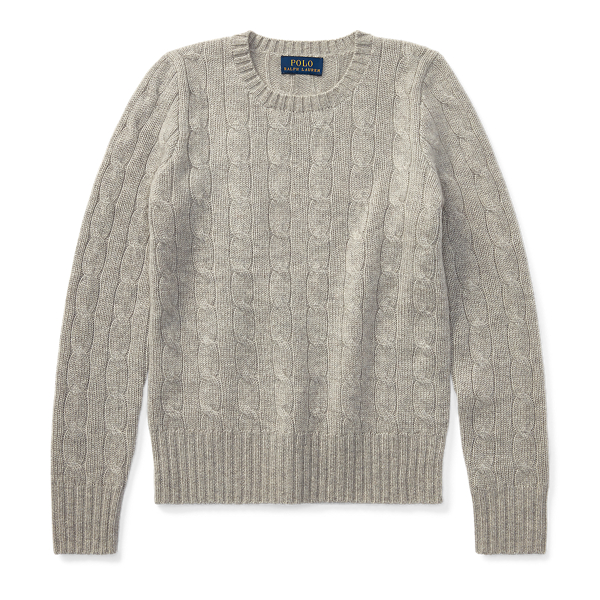 Polo Ralph Lauren Cable-knit Cashmere Sweater In Medium Grey Heather