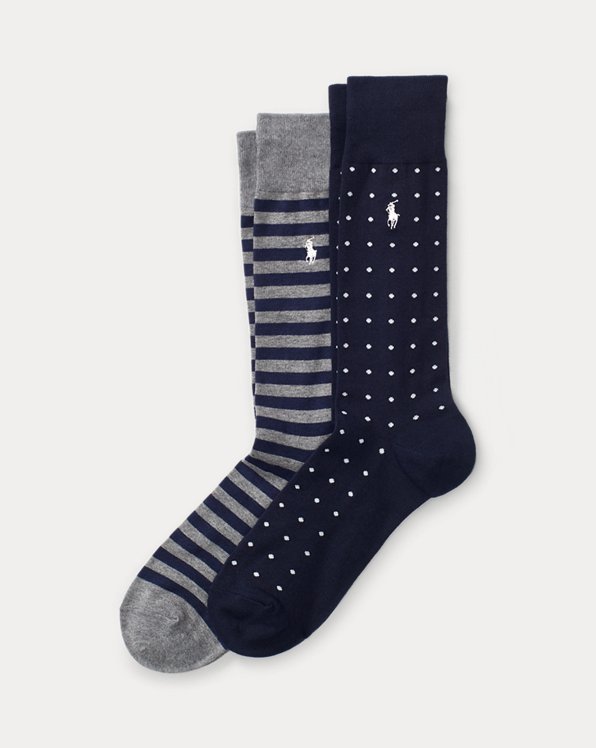 Set van twee paar sokken met stippen en strepen