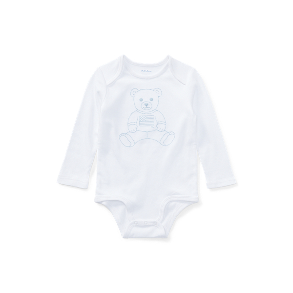 폴로 랄프로렌 베이비 아기옷 우주복  Polo Ralph Lauren Polo Bear Cotton Interlock Bodysuit,White