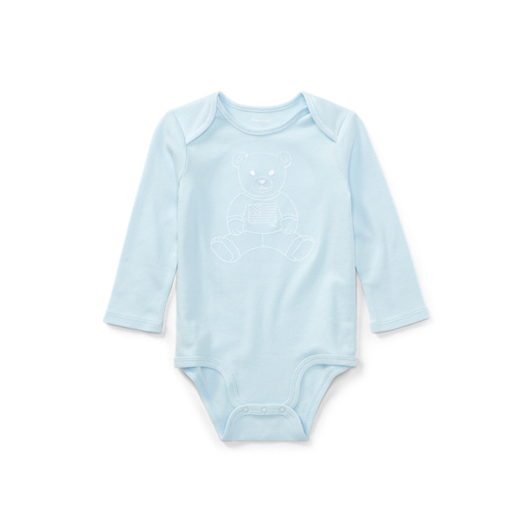 폴로 랄프로렌 베이비 아기옷 우주복  Polo Ralph Lauren Polo Bear Cotton Interlock Bodysuit,Beryl Blue