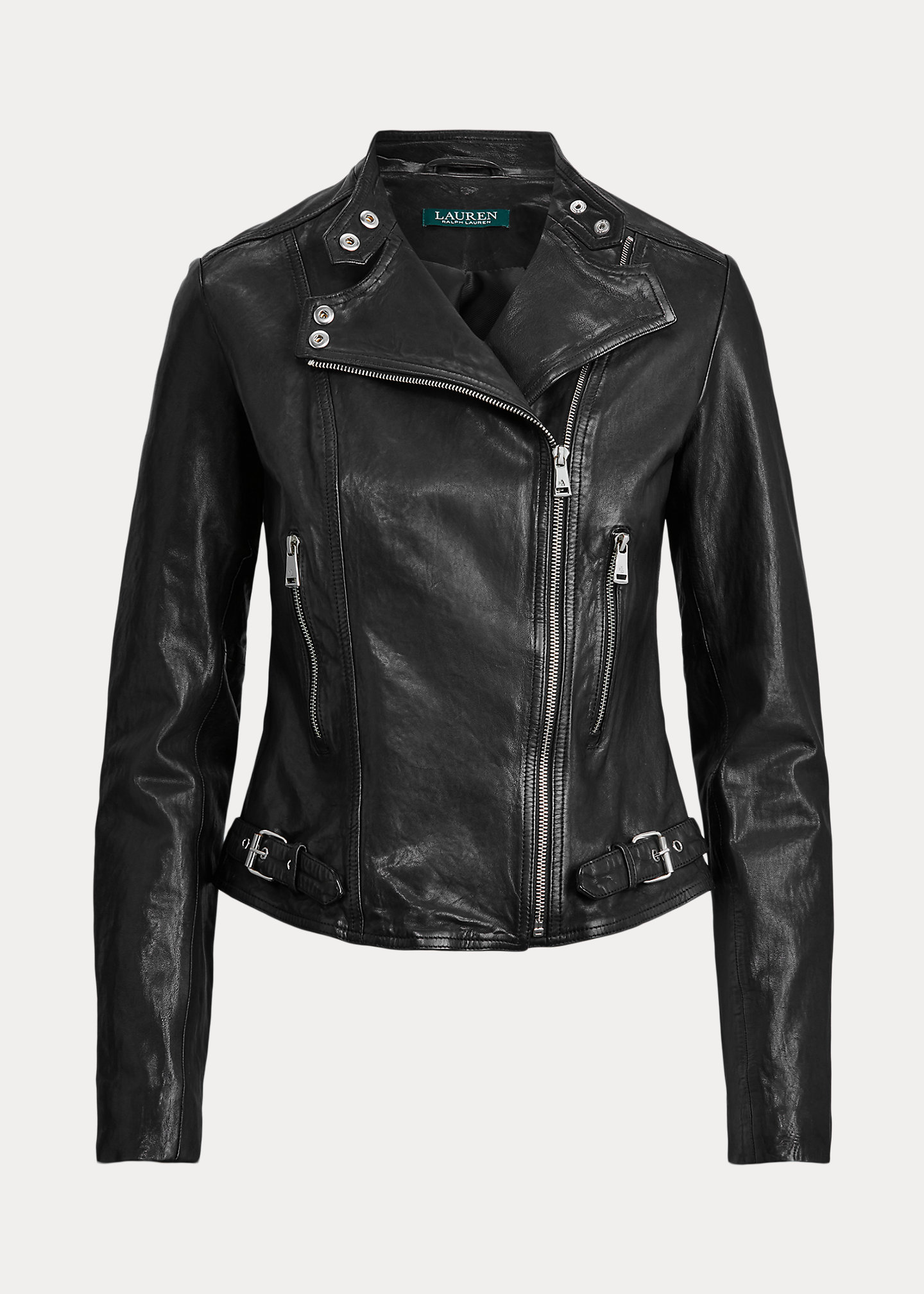 Burnished Leather Biker Jacket