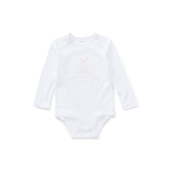 RALPH LAUREN EMBROIDERED POLO BEAR BODYSUIT,0039429774