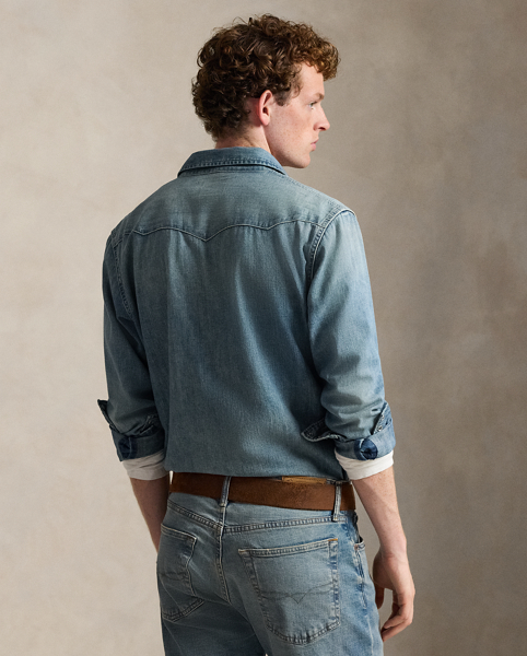This version of our iconic Western shirt is generously cut from lightweight cotton denim and treated for a weathered look. It features an archival "Denim & Supply" label on the interior.