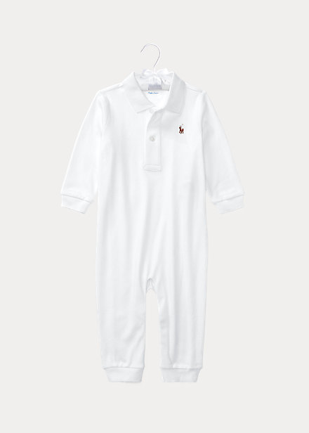 Ralph Lauren Babies' Soft Cotton Polo Coverall In White