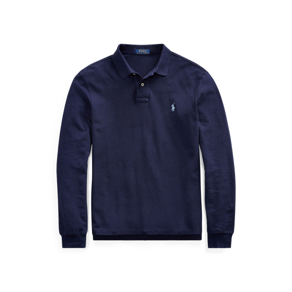 Slim-Fit Langarm-Polo aus Piqu&eacute;