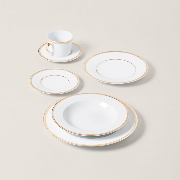 Shop Ralph Lauren Wilshire Salad Plate In Gold/white