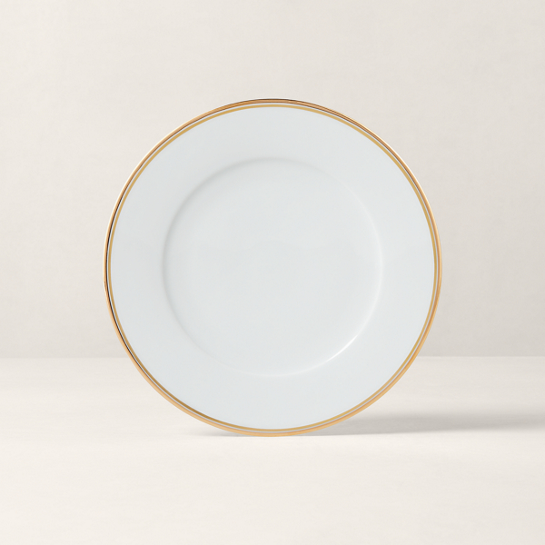 Ralph Lauren Wilshire Dinner Plate In Silver/white