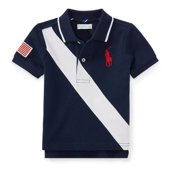 cotton mesh graphic polo shirt