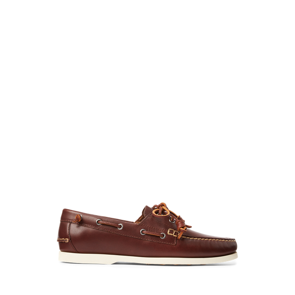 polo ralph lauren merton leather boat shoes in tan