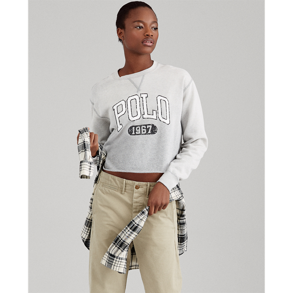 ralph lauren cropped fleece sweatshirt