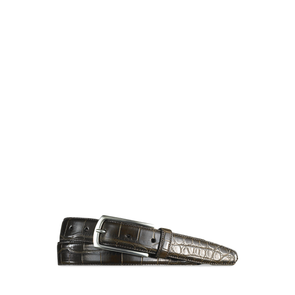 Polo Ralph Lauren Ralph Lauren Alligator Sterling-buckle Belt In Brown
