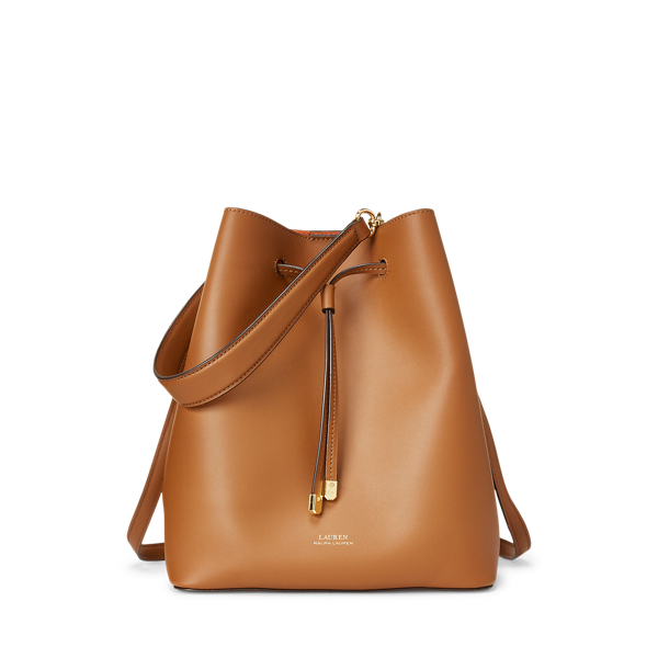 lauren leather debby drawstring bag