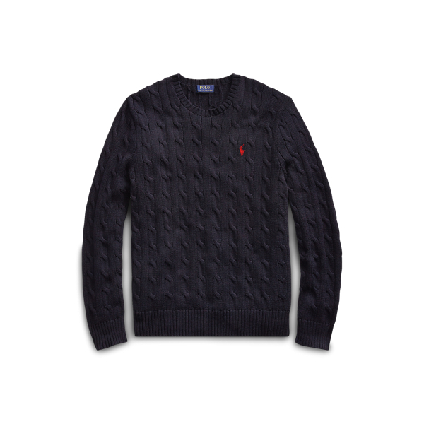 ralph lauren men's grey cable knit jumper