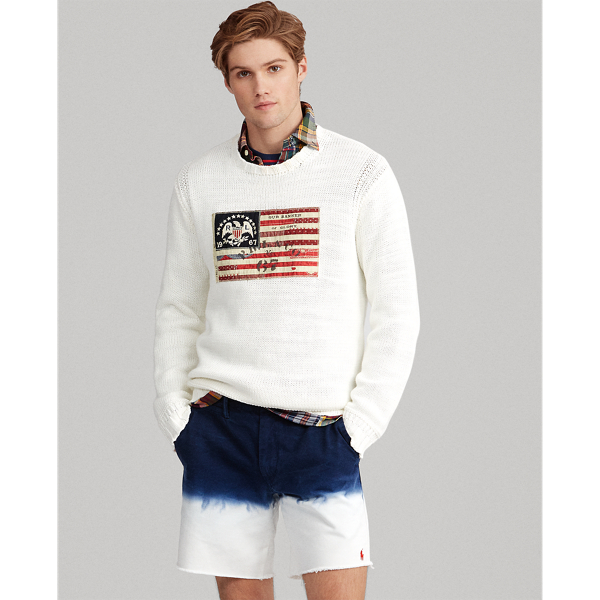 flag cotton crewneck sweater