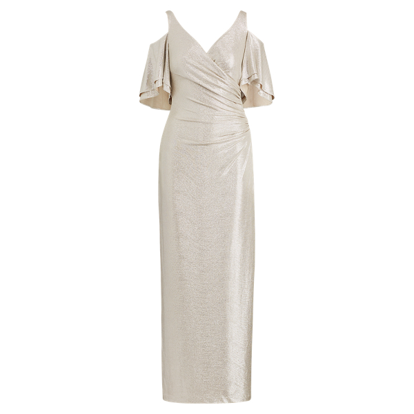 ralph lauren cold shoulder jersey gown