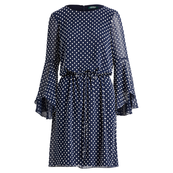 ralph lauren navy polka dot dress