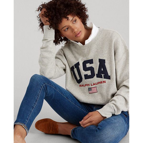 ralph lauren cropped fleece sweatshirt