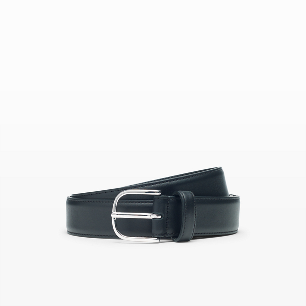 Image of Club Monaco Black Leather Dress Belt in Size