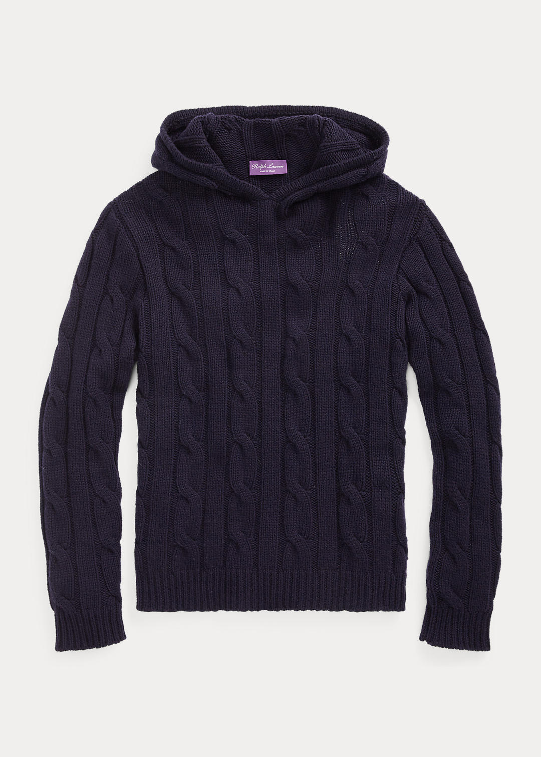 Purple Label Cable-Knit Cashmere Hooded Sweater  1