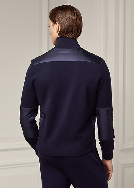 Shop Ralph Lauren Hybrid Full-zip Sweater In Classic Chairman Navy