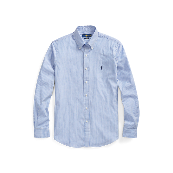 white and blue striped ralph lauren shirt