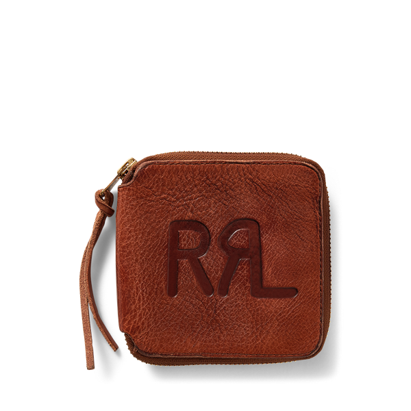 Portefeuille zippé en cuir foulonné