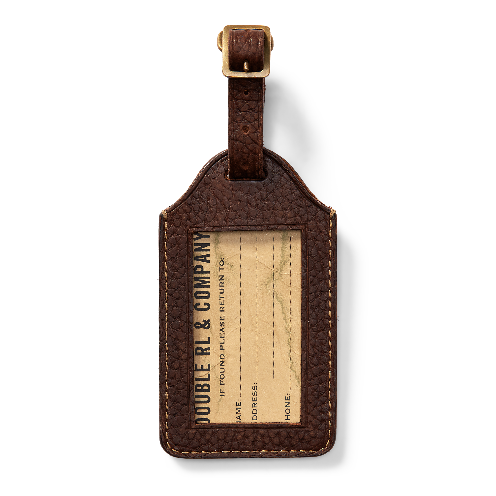 Pebbled Leather Luggage Tag
