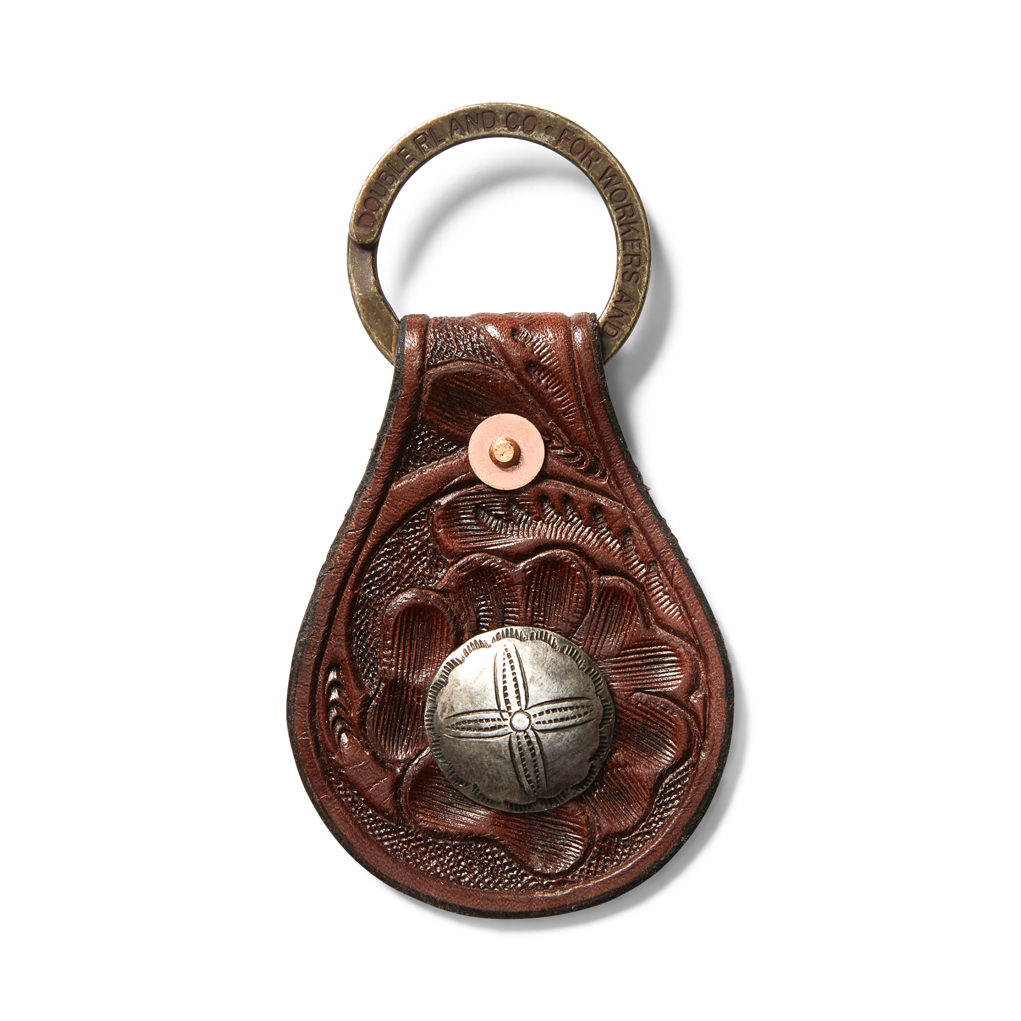 Ralph Lauren Tooled Leather Concho Key Fob. 1