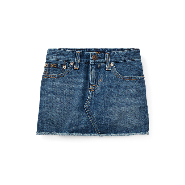 Jupe effilochée en denim de coton