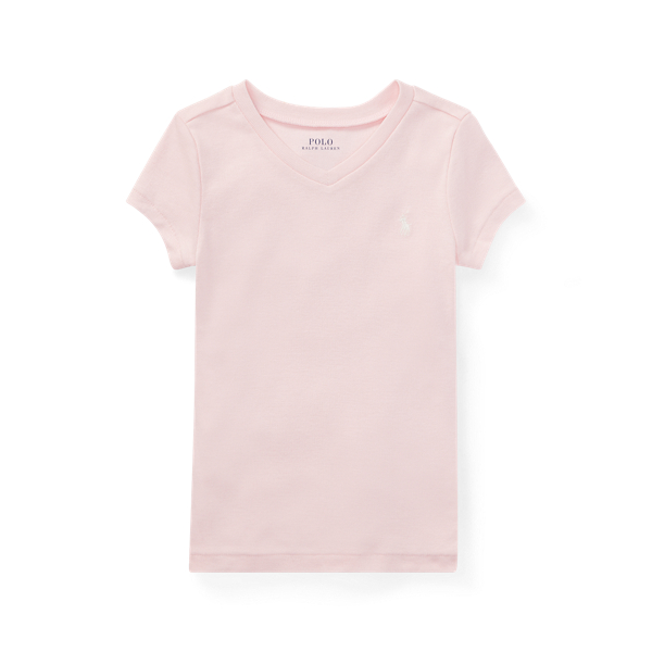 폴로 랄프로렌 여아용 티셔츠 Polo Ralph Lauren Jersey V-Neck T-Shirt,Hint Of Pink