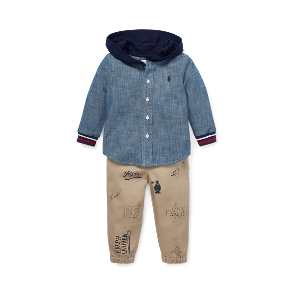 polo hoodie and jogger set