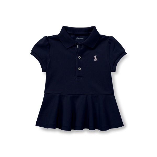 Cotton Piqu Peplum Polo Shirt