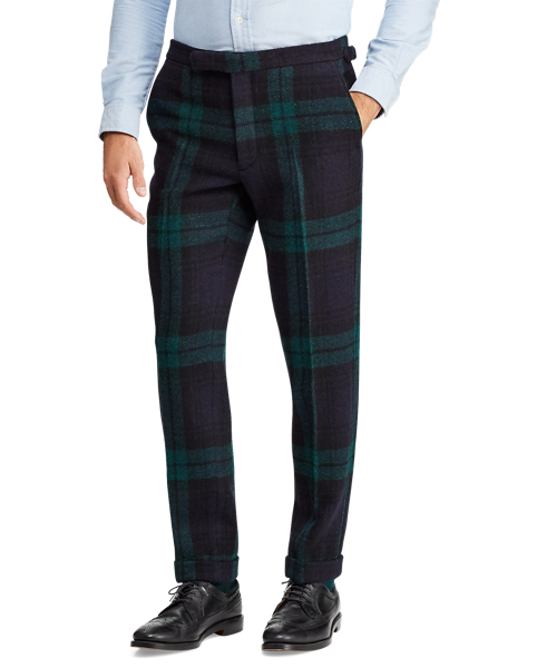 polo plaid wool twill trouser