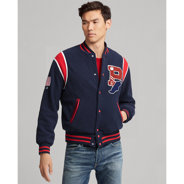polo ralph lauren men's iconic letterman jacket