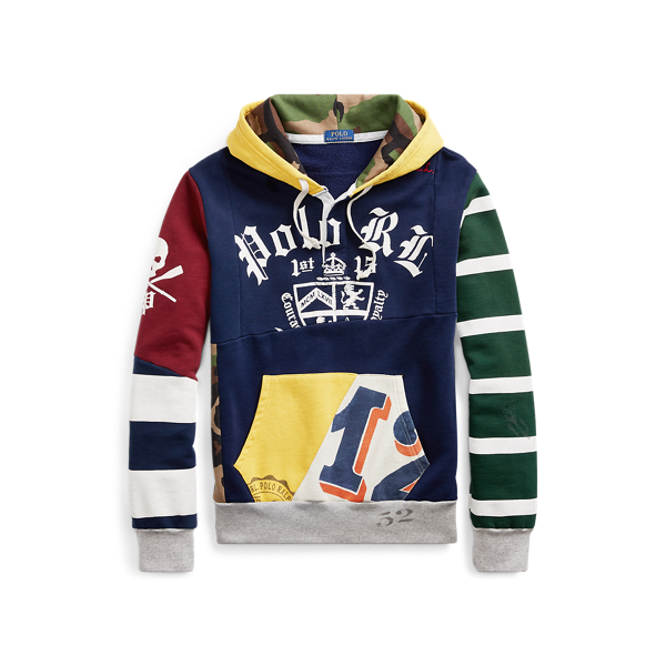 patchwork hoodie polo