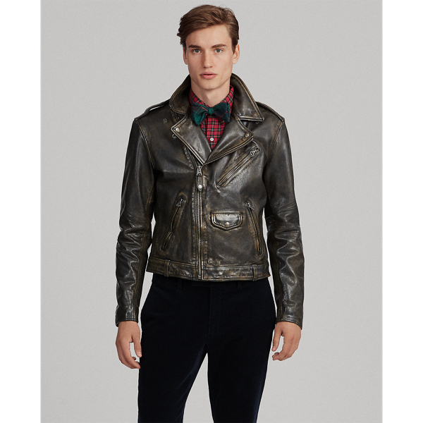 polo ralph lauren black leather jacket