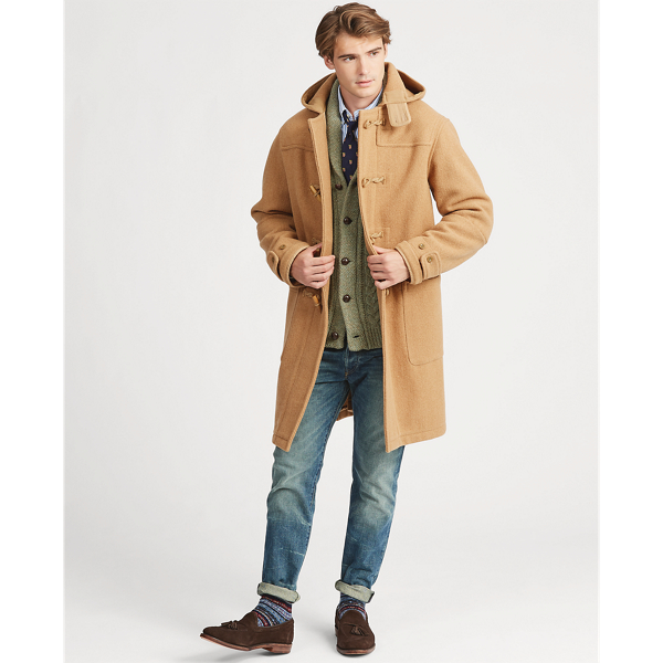 Wool Twill Hooded Duffle Coat for Men | Ralph Lauren® UK